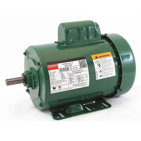 Dayton High Torque Farm Duty Motor, Capacitor-Start, 1 HP, 115/230V AC, 1,725 Nameplate RPM, 56H Frame 6K727