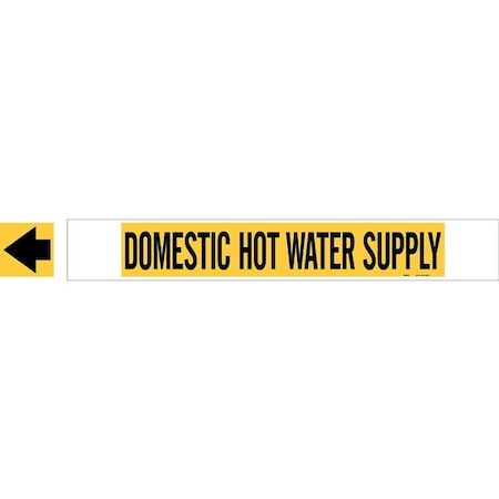 Brady Pipe Marker, Domestic Hot Water Supply, Y, 5677-HPHV 5677-HPHV