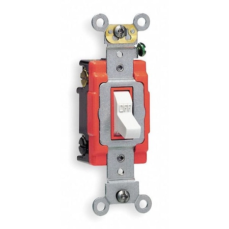 Leviton Wall Swtch, 2-Pole, 120/277V, 20A, Wht, Toggl 1222-2W