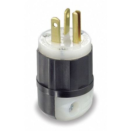 Leviton Straight Blade Plug, 5-20P, 20 A, 125V AC, 2 Pole, Screw Terminals, Grounded 8315-C