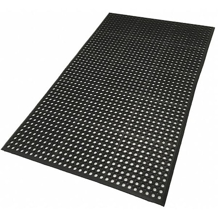 NOTRAX Antifatigue Mat, Raised Rings Surface Design, 3 ft x 5 ft, 1/2 in Thick, Beveled Edge, Rubber 6LUL1