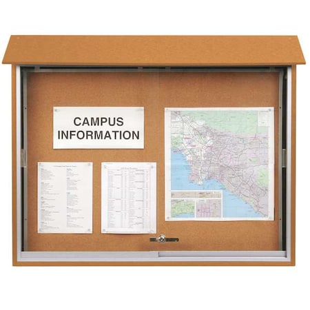 United Visual Products Enclosed Outdoor Bulletin Board 34"x47", Tack UVMC4536-CEDAR