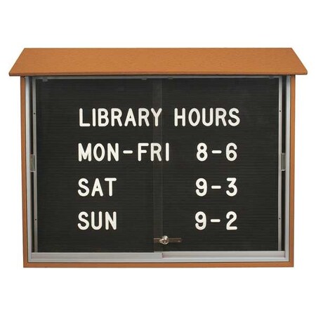 United Visual Products Outdoor Enclosed Letter Board 40"x52", 2 Door, Vinyl UVMC5240LB-CEDAR