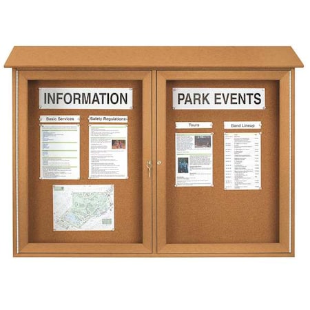 United Visual Products Enclosed Bulletin Board, 24"x36", Tack UVDD4530-CEDAR