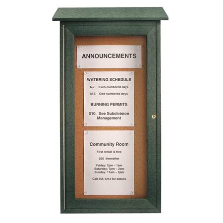 United Visual Products Enclosed Outdoor Bulletin Board 34x16" Tack UVDM1634-WOODGRN
