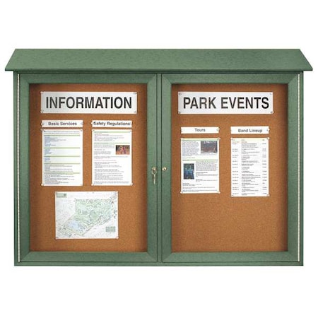 UNITED VISUAL PRODUCTS Enclosed Outdoor Bulletin Board 36"x45", Tack UVDD4536-WOODGRN