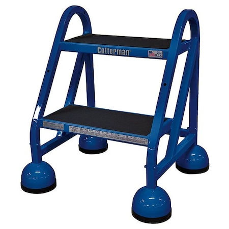 Cotterman Rolling Step, 2 Steps, 22 in Overall Height, Steel, Blue ST-220 A2 C21 P5