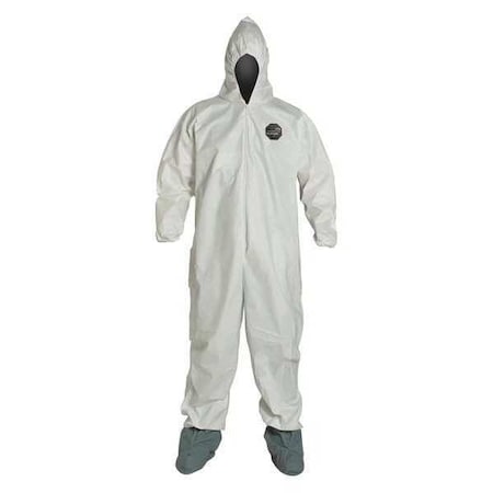 DUPONT Hooded Disposable Coveralls, 25 PK, White, Microporous Film Laminate, Zipper NG122SWHLG002500