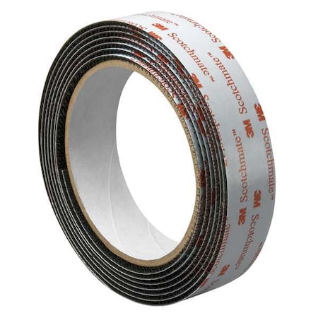 3M Reclosable Fastener, Rubber Adhesive, 15 ft, 1 in W, Black 1-5-SJ3526N