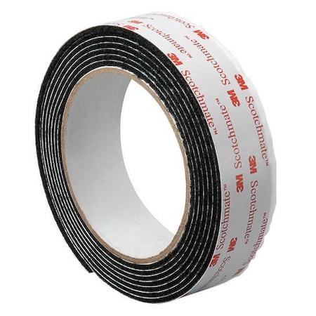 3M Reclosable Fastener, Rubber Adhesive, 15 ft, 1 in W, Black 1-5-SJ3527N
