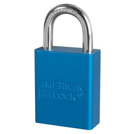 American Lock Lockout Padlock, Keyed Alike, Aluminum, Blue, 1 in Shackle Height, 1 1/2 in Body Width, 12 PK A1105KAS12BLU