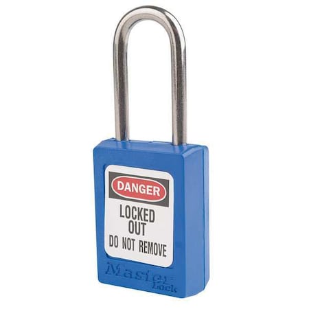 Master Lock Lockout Padlock, Keyed Alike, Thermoplastic, Blue, 1 1/2 in Shackle Height, 1 3/8 in Body Width S31KAS12BLU