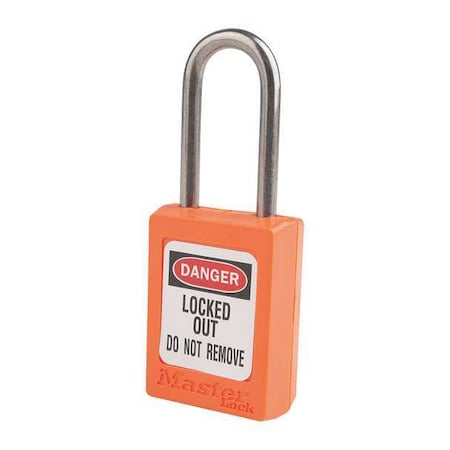 Master Lock Lockout Padlock, Keyed Alike, Thermoplastic, Orange, 1 1/2 in Shackle Height, 1 3/8 in Body Width S31KAS12ORJ