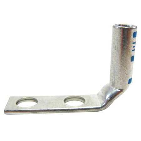 Abb Two-Hole Compression Lug, 6 AWG Max, 1/4 in Stud, Long Barrel, Copper, Blue 54852BEUB