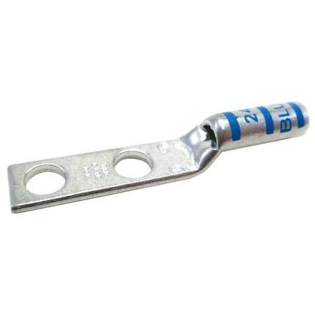 Abb Two-Hole Compression Lug, 6 AWG Max, 1/4 in Stud, Long Barrel, Copper, Blue 54852BEPH