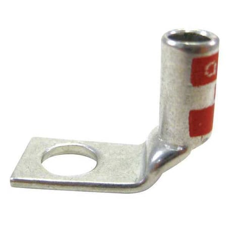 Abb One-Hole Compression Lug, 8 AWG Max, 1/4 in Stud, Short Barrel, Copper, Red 54130UB