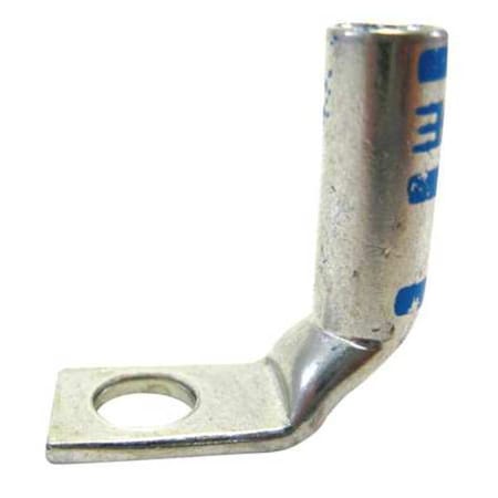 Abb One-Hole Compression Lug, 6 AWG Max, 1/4 in Stud, Short Barrel, Copper, Blue 54905BEUB