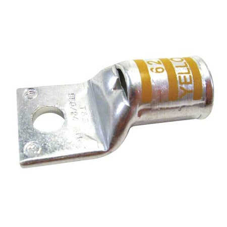 Abb One-Hole Compression Lug, 4/0 AWG Max, 3/8 in Stud, Short Barrel, Copper, Yellow 58163