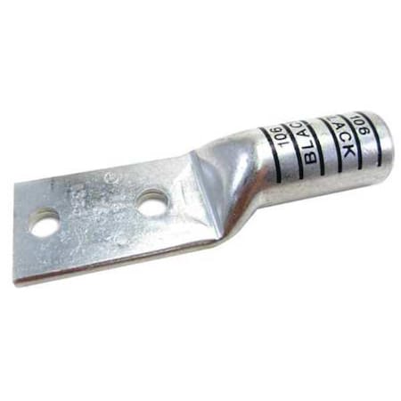 Abb Two-Hole Compression Lug, 750 kcmil Max, 1/2 in Stud, Long Barrel, Copper, Black 54880BE