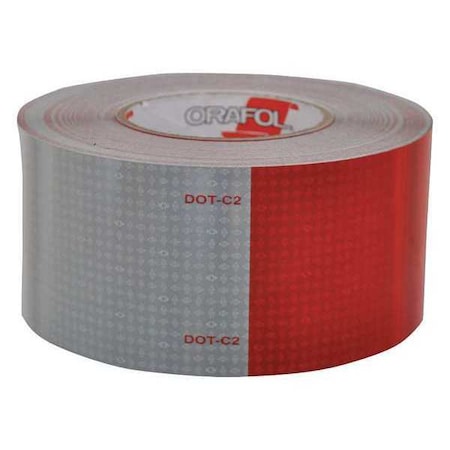 Oralite Reflective Tape, W 3 In, Red/White 18687