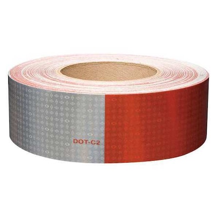 Oralite Reflective Tape, W 2 In, Red/White 18692
