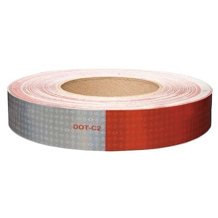 Oralite Reflective Tape, W 2 In, White/Red 18686