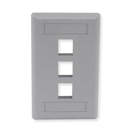 Hubbell Premise Wiring Wall Plate, 3 Port IFP13GY