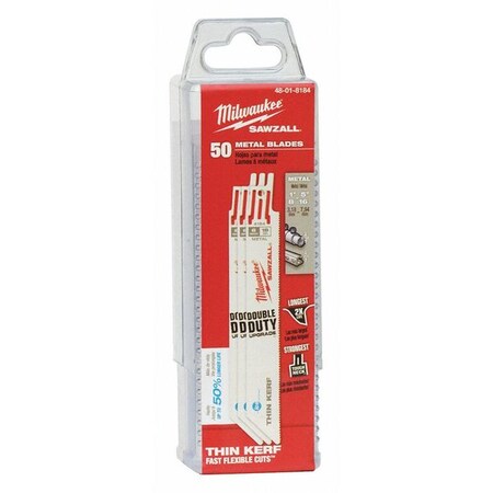 Milwaukee Tool 6" 18 TPI   Ice Hardened SAWZALL Blades (50 Pk) 48-01-8184