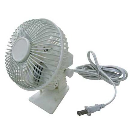 Dayton 4-1/2" Table & Floor Fan, Non-Oscillating, 2 Speeds, 120VAC, White, Tilting Head 6MPP9