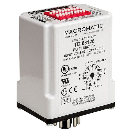 Macromatic Multifunction Time Delay Relay, Octal, Multi Function, 16 Functions 24V AC/DC, SPDT TD-88168