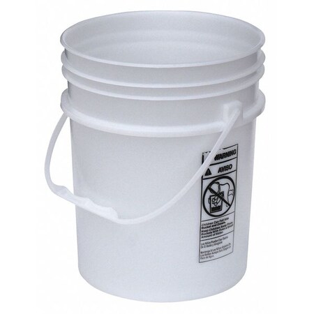 Vestil Pail, Open Hd, Round, 5.4 gal, HDPE, Natural PAIL-54-PNP