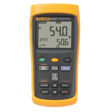 Fluke Thermometer, LCD, 2.5 in, Thermocouple FLUKE-54-2 B