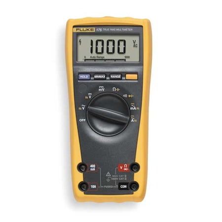 FLUKE Digital Multimeter, 1,000 Max. AC Volts, 1,000 Max. DC Volts, 10 Max. AC Amps, 10 Max. DC Amps Fluke-175