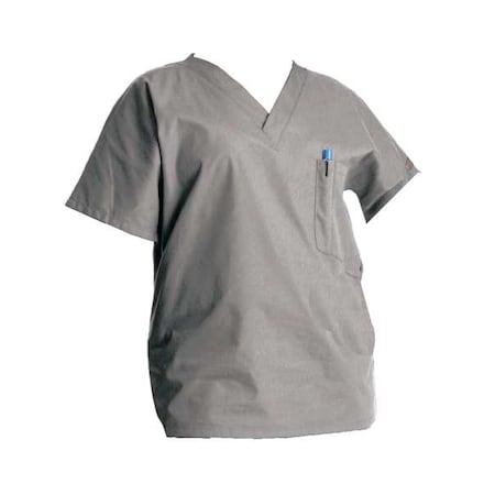 Scrub Zone Scrub Shirt, Cotton/Polyester, Short Sleeve, 3 Pockets, V-Neck, Gray, Size S 70221