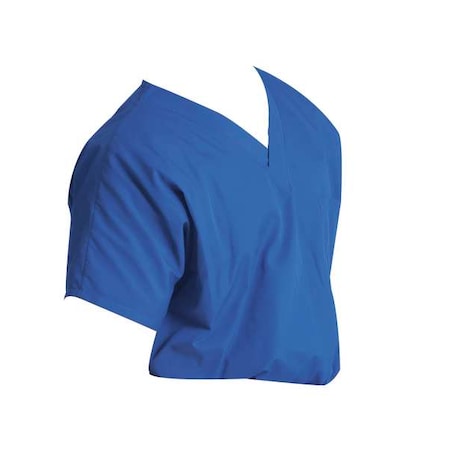 Scrub Zone Scrub Shirt, Cotton/Polyester, Short Sleeve, 1 Pockets, V-Neck, Royal Blue, Size L 71221
