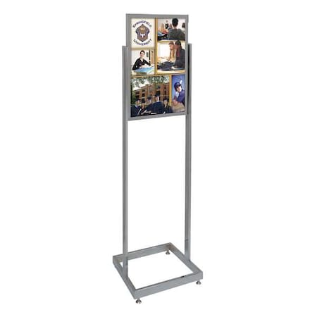 Zoro Select Sign Holder, Pedestal, 14x22, Alum, Chrome UVE58110-chrome