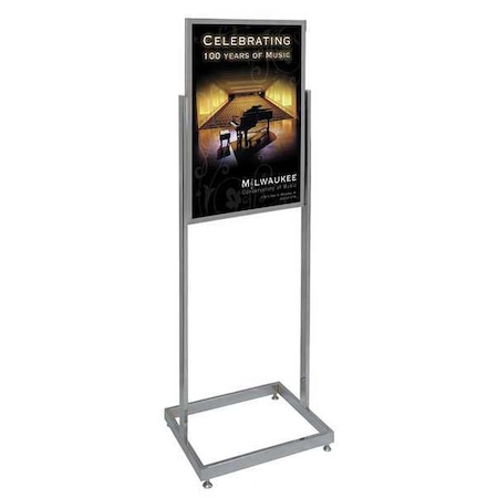 Zoro Select Sign Holder, Pedestal, 22x28, Alum, Chrome UVE58113-chrome
