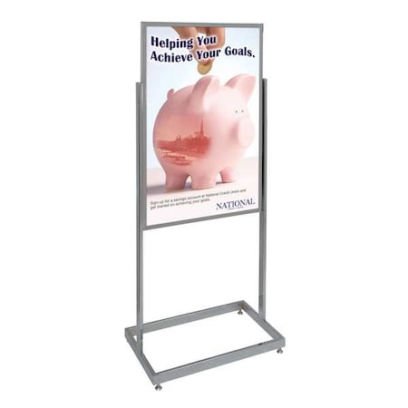 UNITED VISUAL PRODUCTS Sign Holder, Pedestal, 24x36, Alum, Chrome UVE52436-chrome