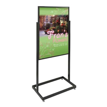Zoro Select Sign Holder, Pedestal, 24x36, Alum, Black UVE52436-black