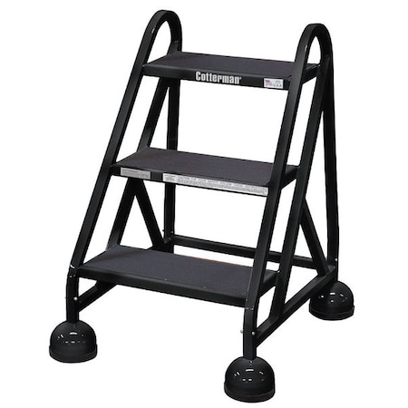 Cotterman Rolling Step, 3 Steps, 31 in Overall Height, Steel, Black ST-320 A2 C7 P5