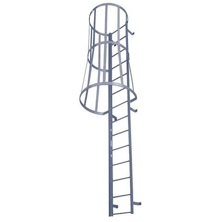 Cotterman 18 ft 3 in Overall H, Fixed Ladder with Safety Cage, Steel, 19 Steps, Top Exit, 300 lb Load Capacity M19SC C1