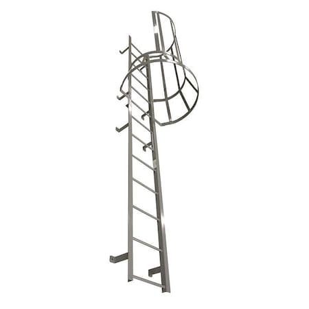 Cotterman 12 ft 3 in Overall H, Fixed Ladder with Safety Cage, Steel, 13 Steps, Left Exit M13SC L10 C1