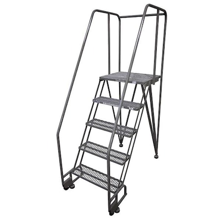 Cotterman 80 in H Steel Tilt and Roll Ladder, 5 Steps, 350 lb Load Capacity 5STRA6E20C1P6