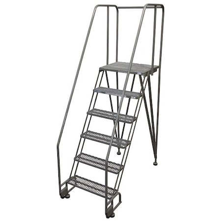 Cotterman 90 in H Steel Tilt and Roll Ladder, 6 Steps, 350 lb Load Capacity 6STRA3E20C1P6