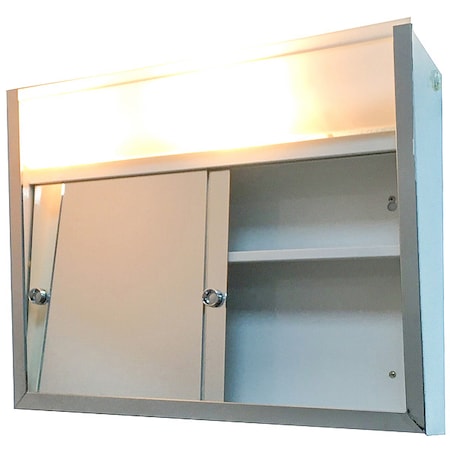 KETCHAM 24" x 19" Surface Mounted SS Framed Sliding Door Illuminated Cabinet SDL-2419