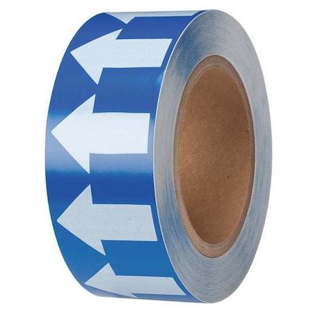 Brady Arrow Tape, Vinyl, 2 in W x 90 ft. L, Adhesive Mounting, White/Blue 91423