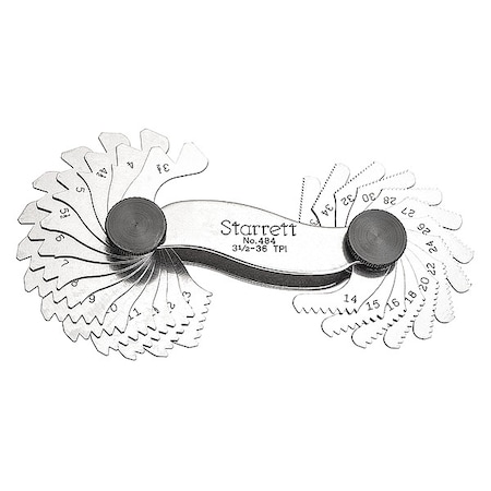 Starrett Screw Pitch Gage, 28 Leaves, 3.5 to 36 TPI 484