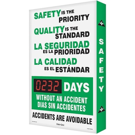 Accuform Electronic Safety Scoreboard, 28 in H x, 20 in W, Aluminum SBSCK117