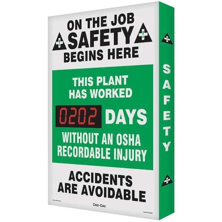 ACCUFORM Safety Record Signs, 29 x 20In, AL, ENG SCK114