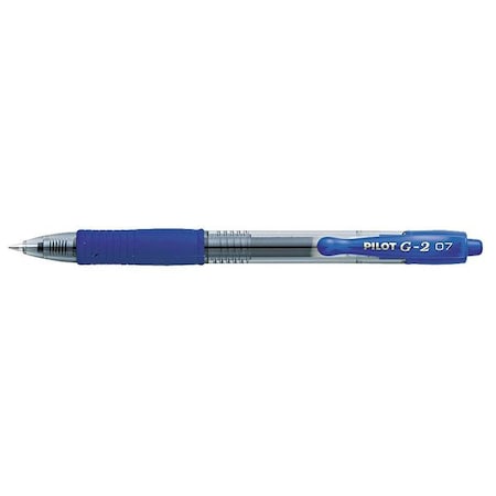 Pilot G2 Premium Gel Pen, Retractable, Fine 0.7 mm, Blue Ink, Smoke/Blue Barrel, PK12 PIL31021